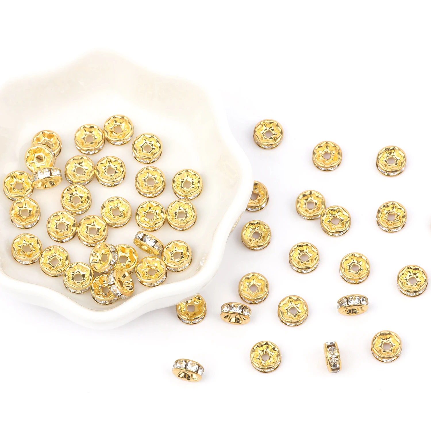 100 pièces 4/6/8/10mm strass Rondelles entretoises perles de cristal