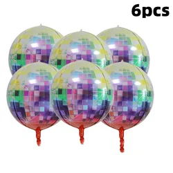 Set of 6 Large 22 - Inch 4D Silver Laser Disco Balloons - 22inch (C)