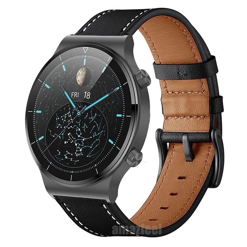 Pulseiras de Relógio de Couro Genuíno Cinto Pulseira Relógio Inteligente Honor Magic Ver Huawei gt 46 mm - Image 5