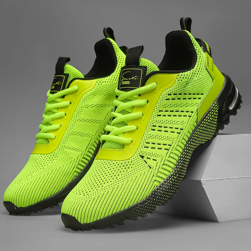 Breathable Lightweight Running Shoes for Men, Outdoor Sports Walking Shoes, Men's Shock-Absorbing Lace-Up Sports Shoes, Slippery and Comfortable, Suitable for Street Jogging and Hiking, Outdoor Activities, Suitable for All Seasons