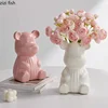 Creative Bear Ceramic Vase Dining Table Ornament Flower Arrangement Utensils Hydroponic Vase Living Room Aesthetic Decoration 3