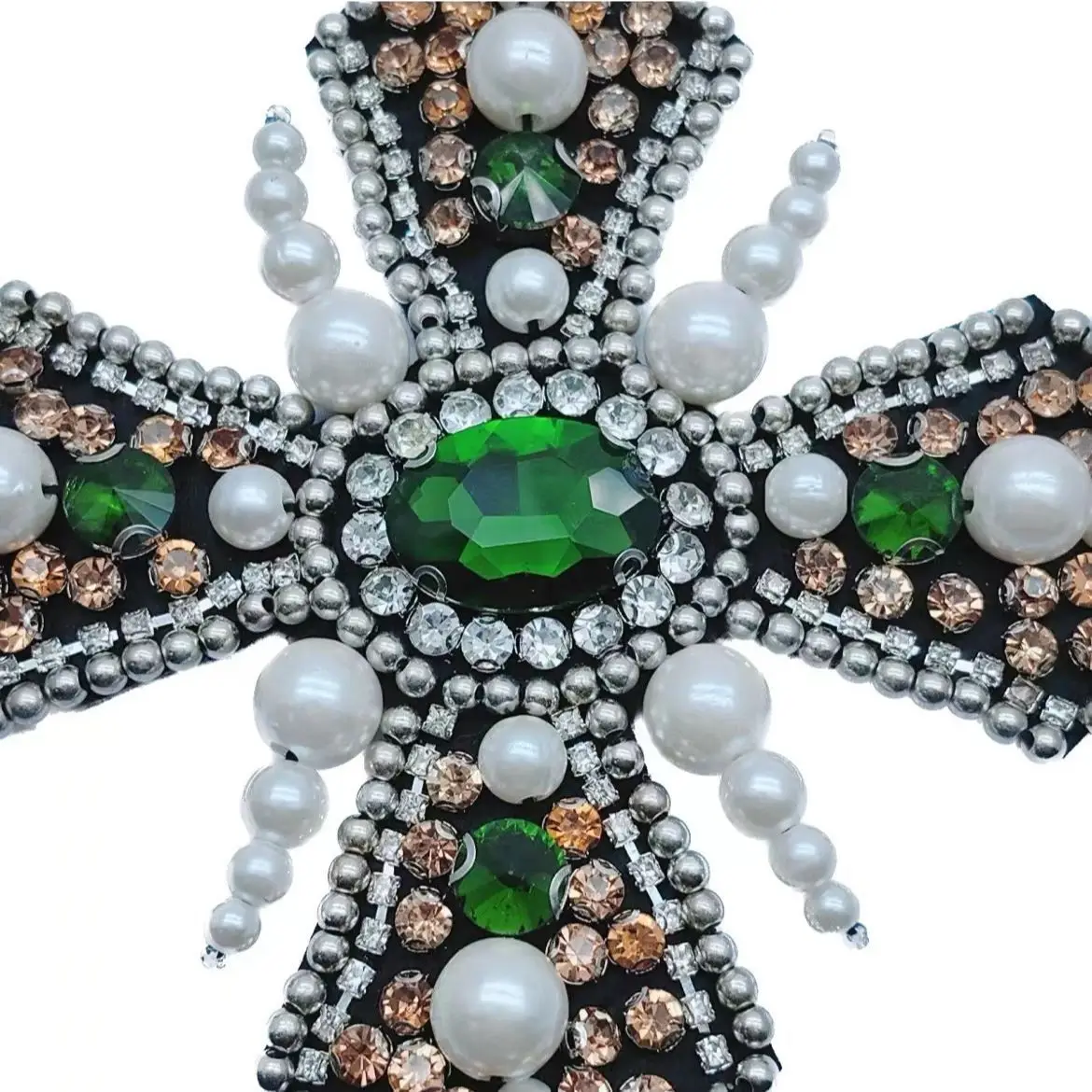 1pcs Handmade bead sewing crystal glass diamond cross fabric stickers DIY clothing accessories patch fabric stickers