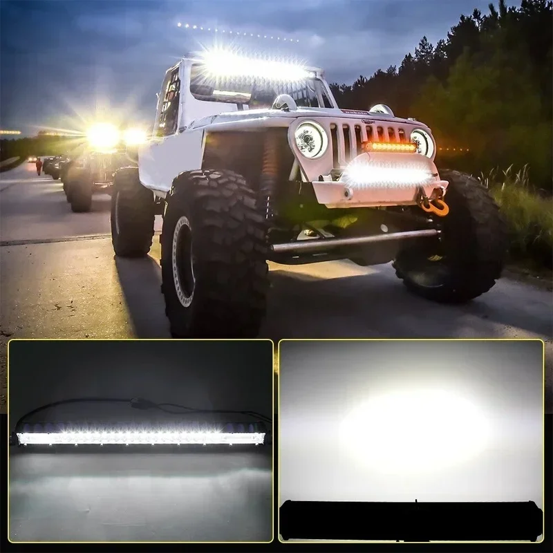 2 Barras De Luz LED 2 Pulgadas 8D - 2500LM, 20W, Amarillo/Blanco - Para Camión, SUV, ATV, Bote