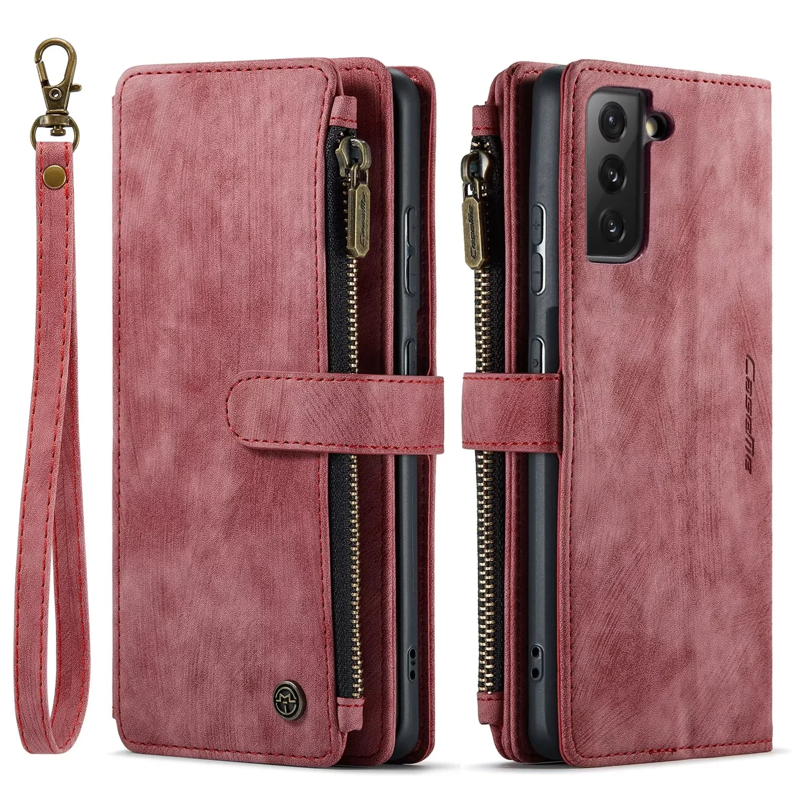 Elegant PU Leather Wallet Case with Card Holder and Strap, Book Flip Design