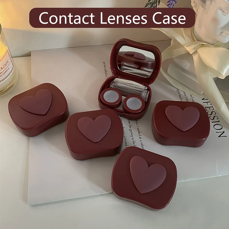 

1PC Fashion Contact Lenses Case Heart Design Travel Len Box Set with Mirror Eye Lenses Holder Container for Cosmetic Contact Len