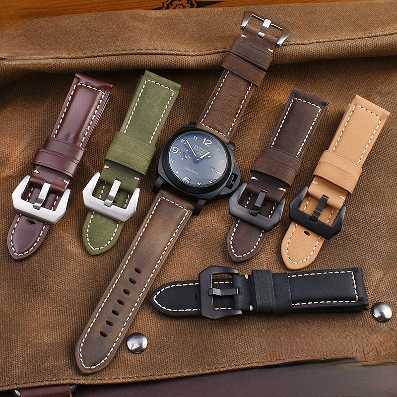 Men's Genuine Leather Watchband - Frosted Cowhide Strap in Various Sizes