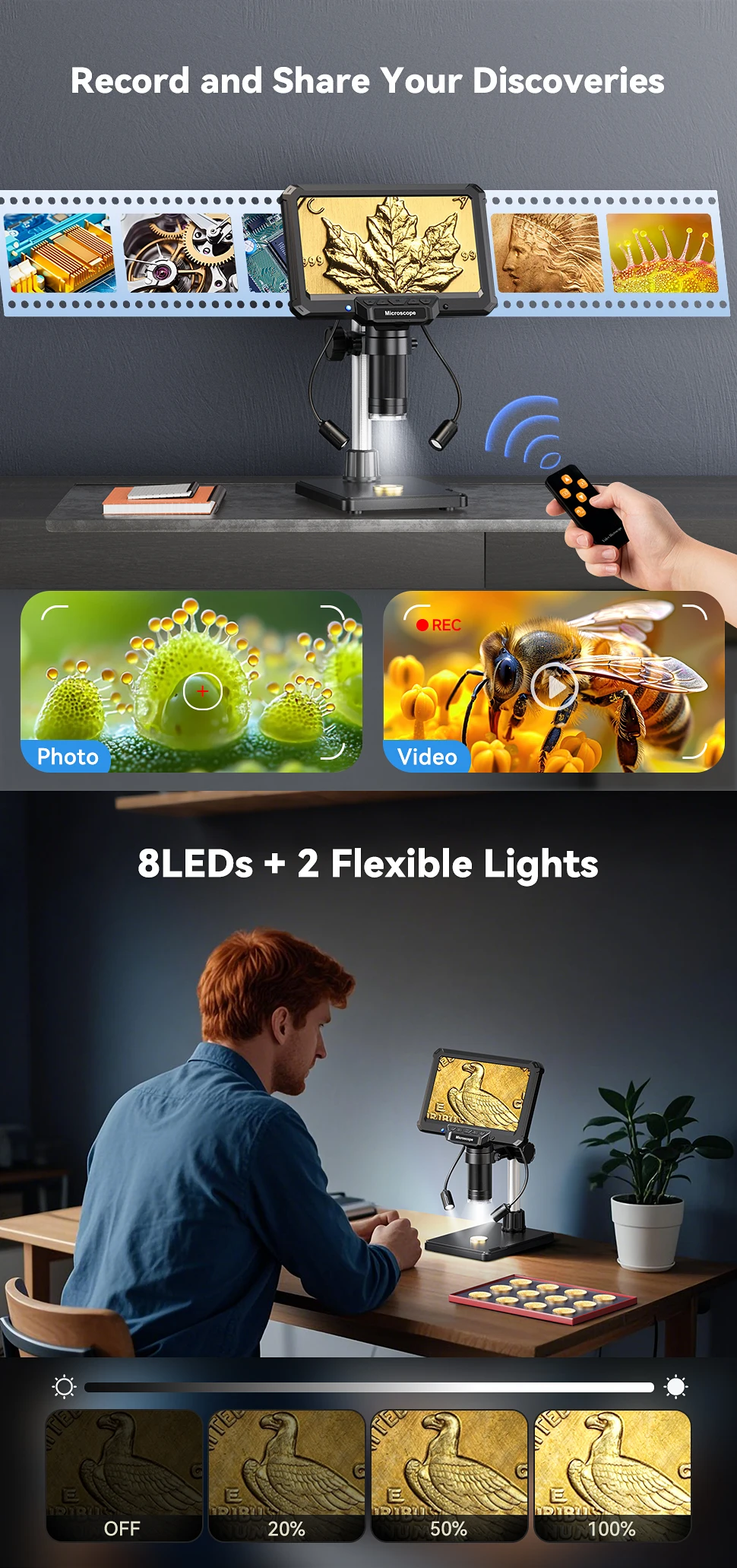 16mp hd soldering microscope with adjustable magnification