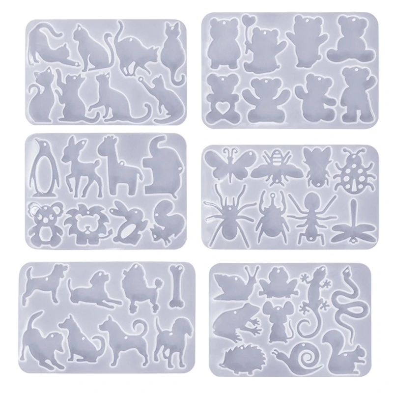 

Resin Mold Jewelry Casting Mold Cat Bear Dog Pendant Silicone Mould for Keychain