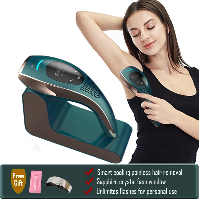 IPL Hair Removal Machine Sapphire Cooling Unlimited Flashes Pulsed Light Permanent Laser Epilator Household Device Female & Male