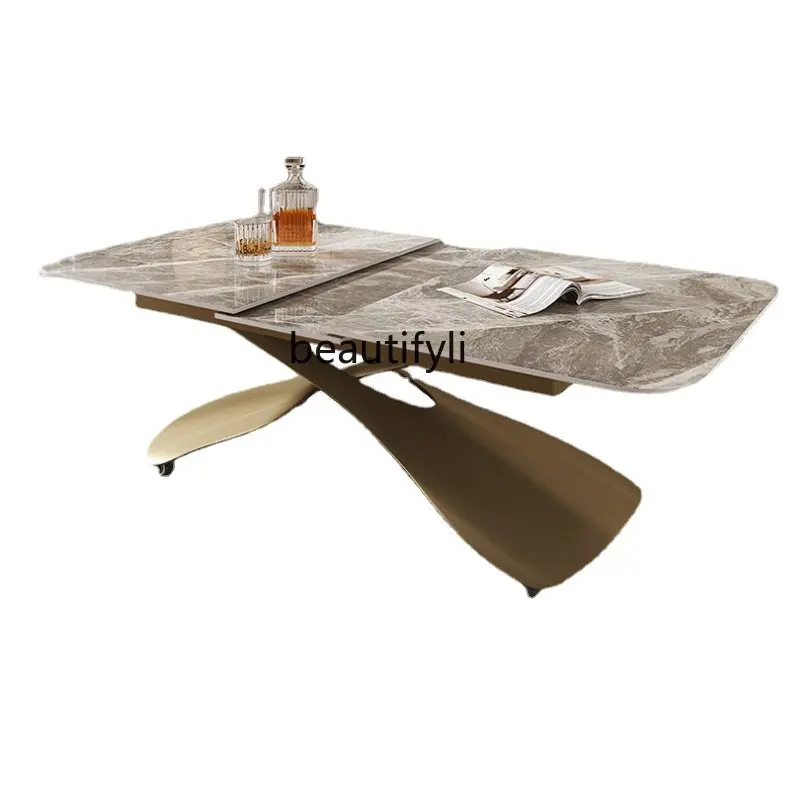 

yj Lifting Coffee Table Dual-Purpose Multifunctional Modern Light Luxury Stone Plate Retractable Integrated Coffee Table