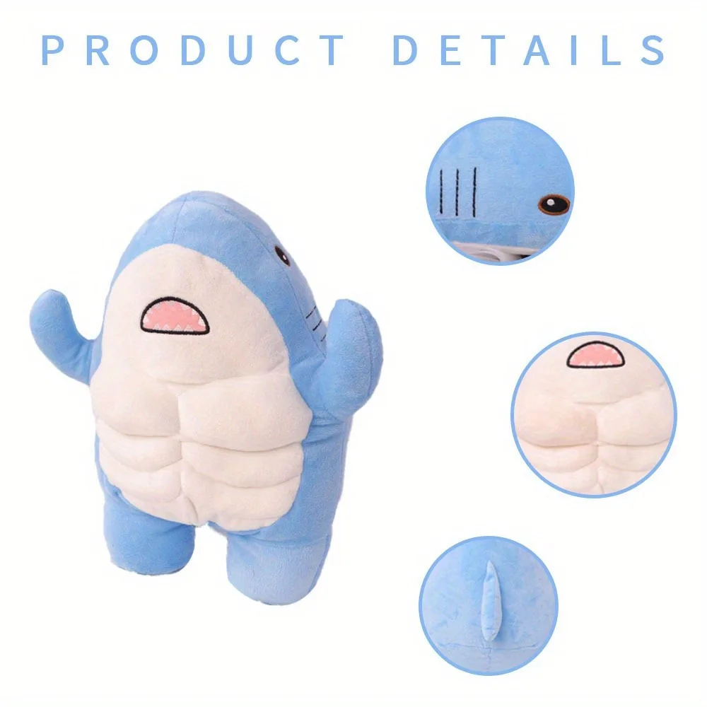 Muscle Shark Plush Stuffed Shark Doll 3D Plush Muscular Doll Pillow Soft Fish Pillow Ocean Animal