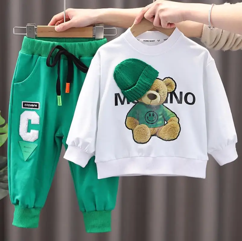 

Baby suit Spring Autumn Long Sleeve T-Shirt Trousers Suit Children Cartoon Bear Fashion Sports Leisure Baby Boy Clothes 0- 4Y