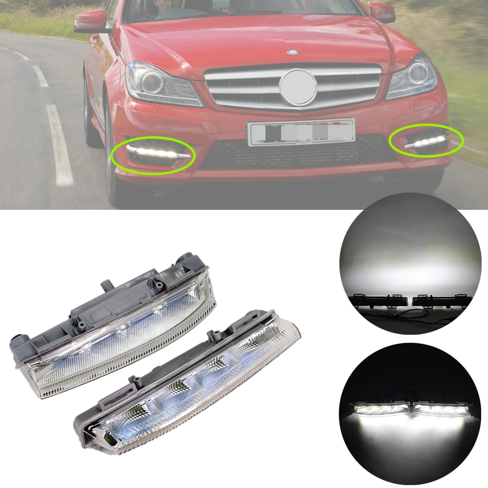Led Drl Daytime Running Light Fog Lamp Lights 2049068900 2049069000 For Mercedes Benz W204 S204