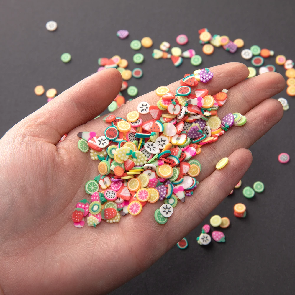 Argilla polimerica, fimo, fette di frutta, bicchieri, slime, nail art - Italia