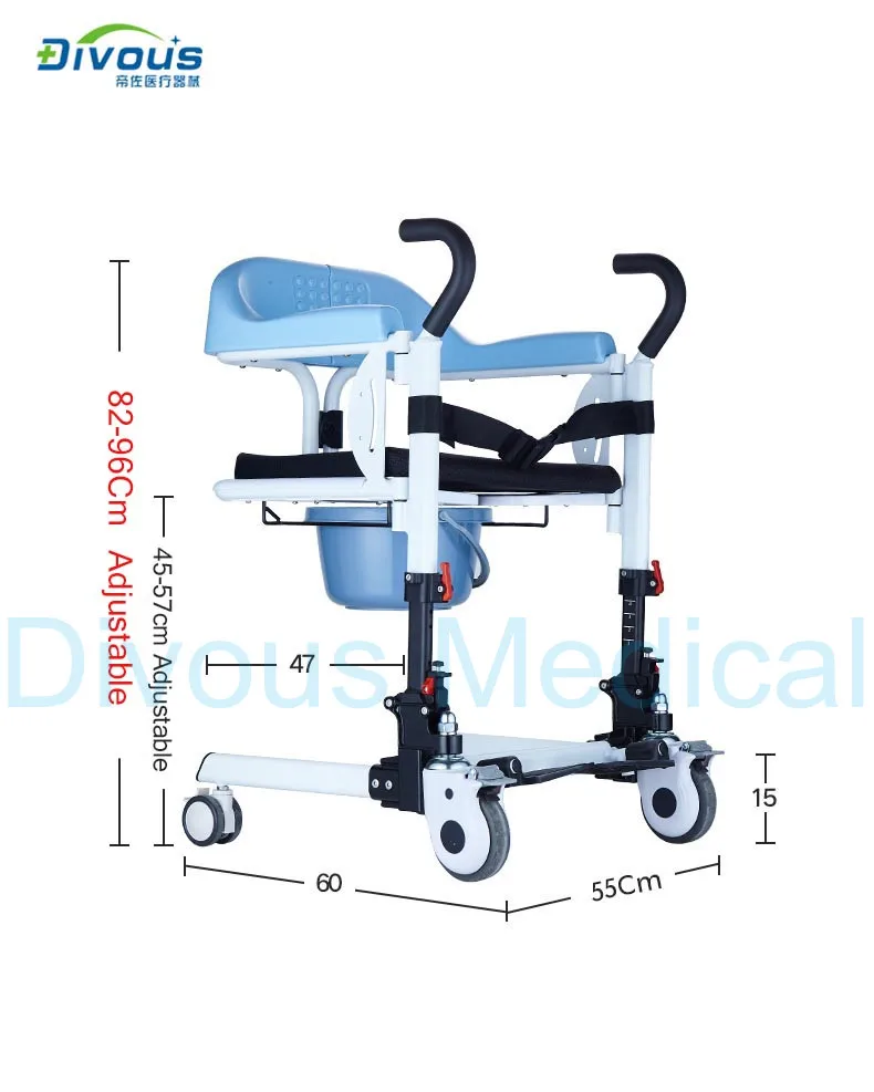 Best Selling Lightweight Patient Manual Adjust Transfer Wheelchair Shower Chair Disabled Medical Equipment 6