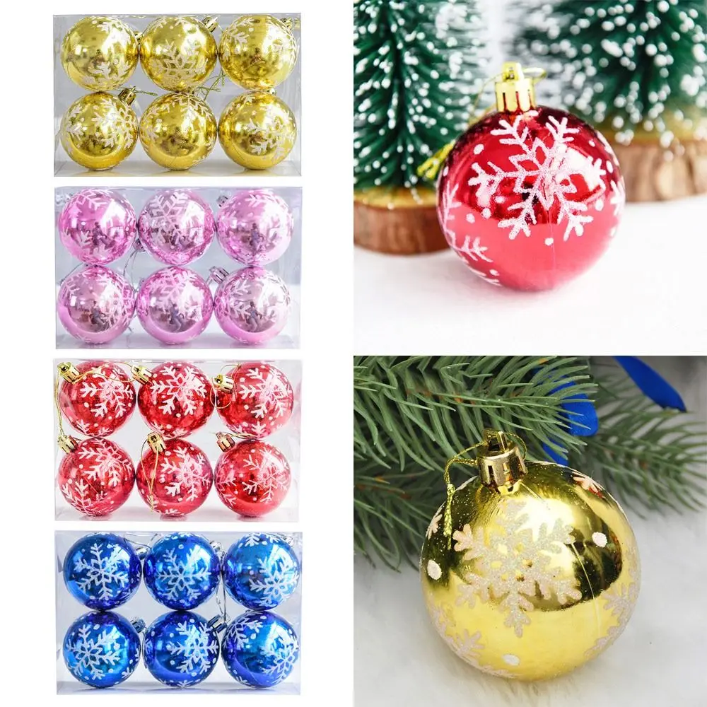 

6pcs Christmas Tree Ornament Painted Christmas Ball 6cm Xmas Hanging Pendant Christma Tree Hanging Ball Electroplated Plastic