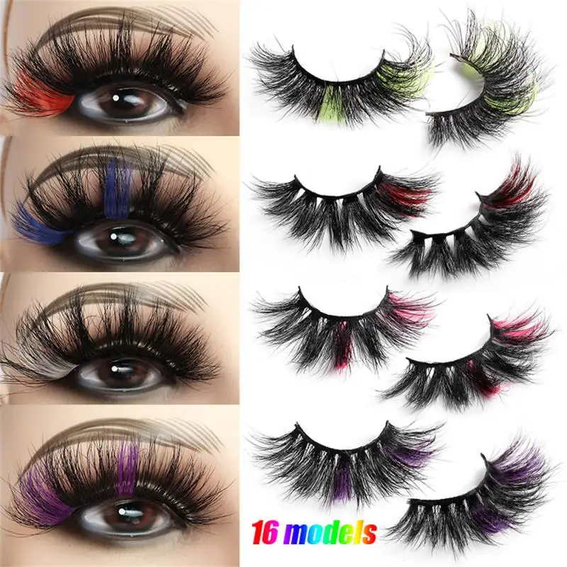 

NEW Faux Cils Soft Eyelash Extension Party Stage Show Dramatic Volume Cosplay Cosmetics Colored Lashes 1pair Super Long Lashes