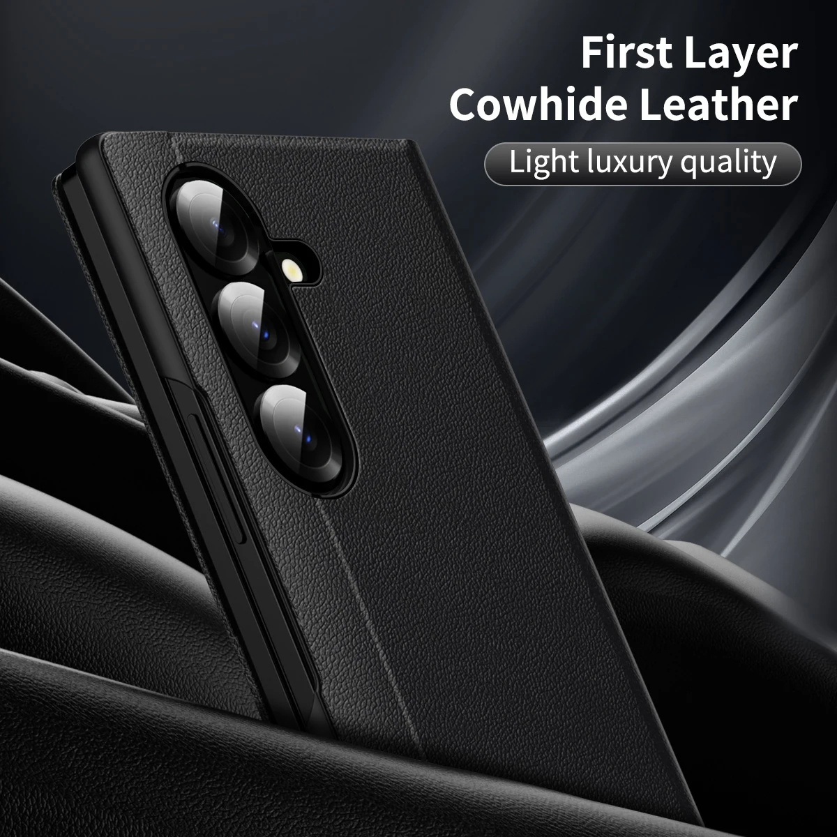 Deluxe Smart Leather Tri-Fold Case with Touch Window & Free-Flip Stand