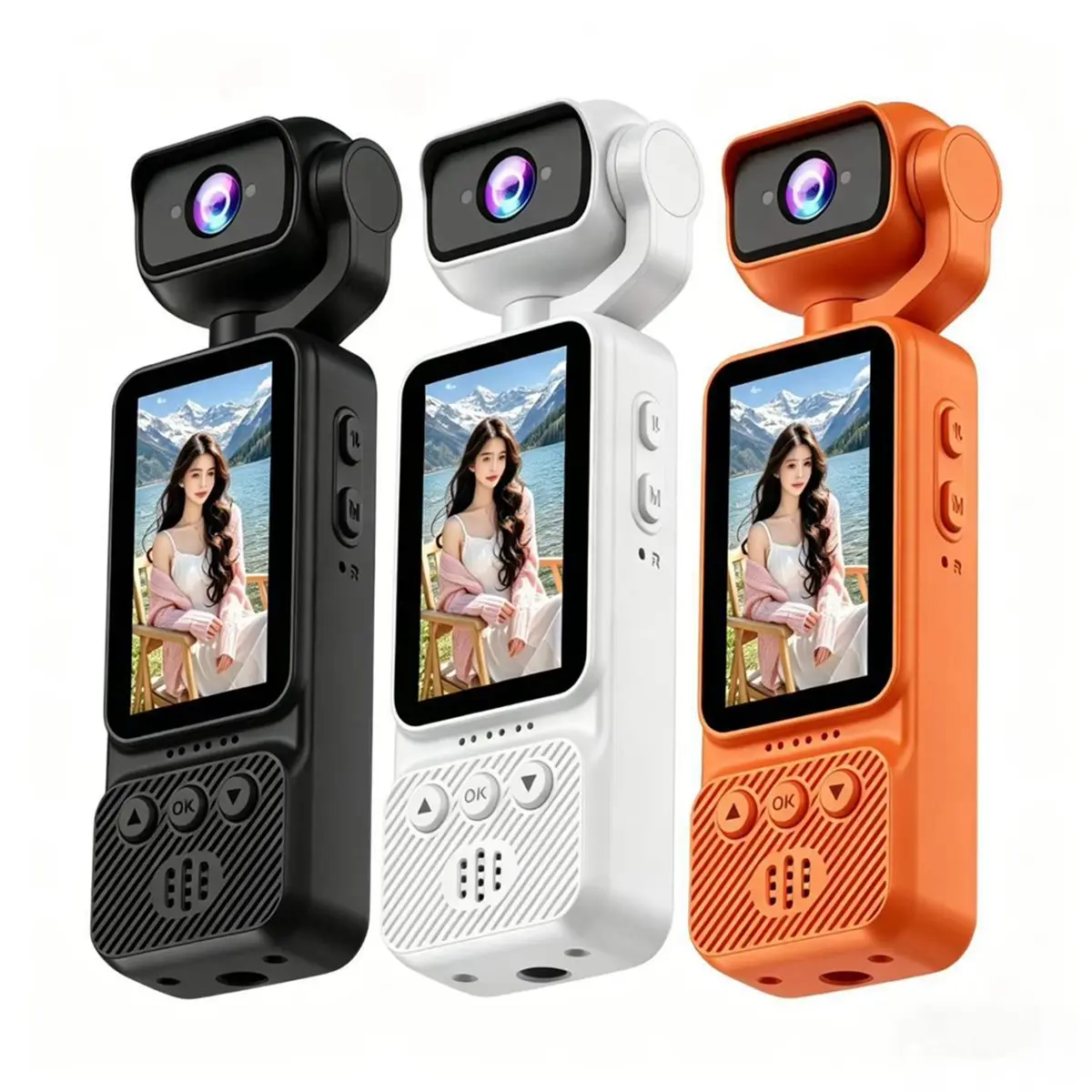 N05R 4K HD WiFi 액션 카메라, 180도 회전 렌즈, 자동 초점 기능 탑재, 여행용 드라이버 레코더 및 브이로그 촬영용, 8G 카드 C 포함