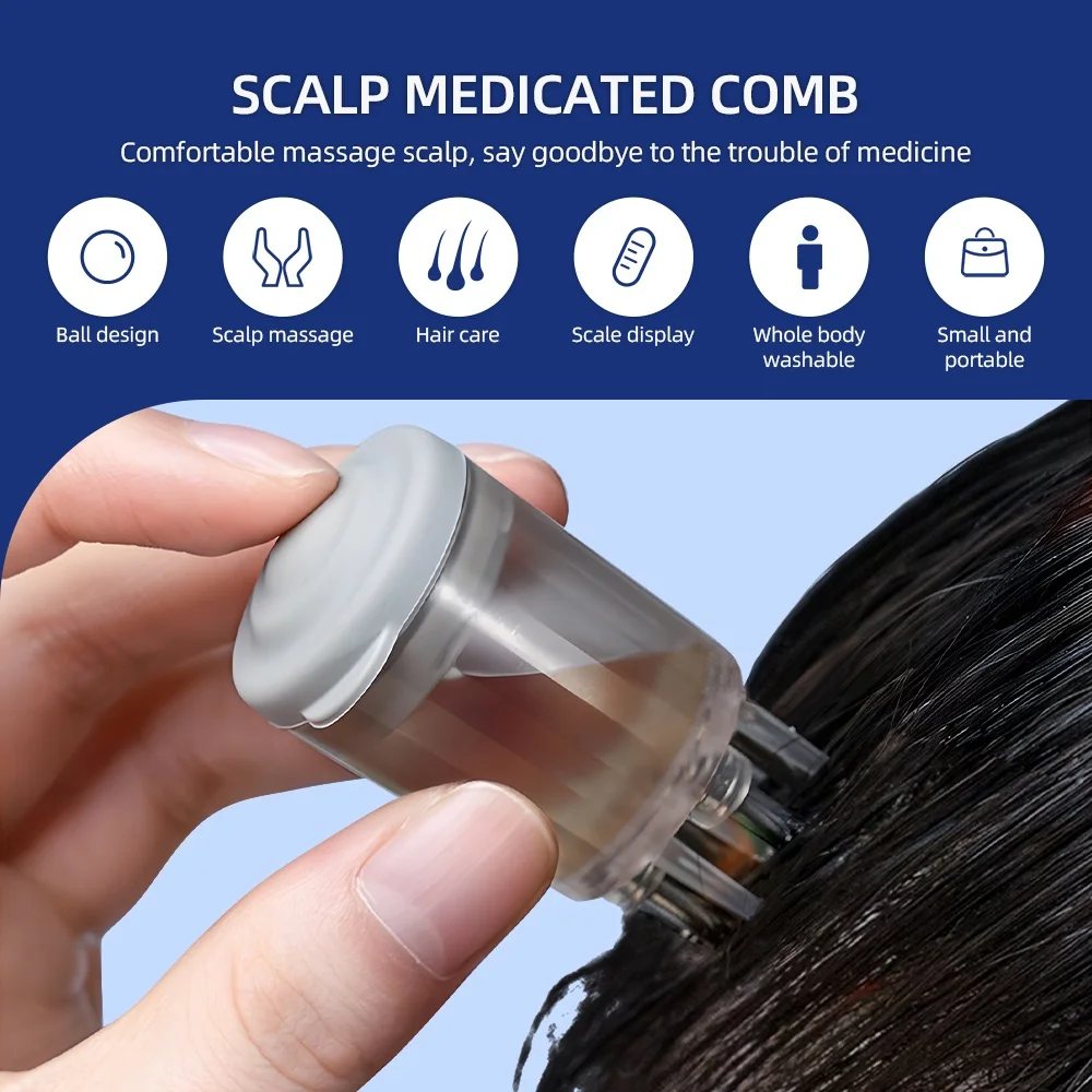8ML Scalp Medicated Comb Scalp Treatment Applicator Hair Regrowth Essential Oil Liquid Guiding Massage Comb Hair Roots Massager