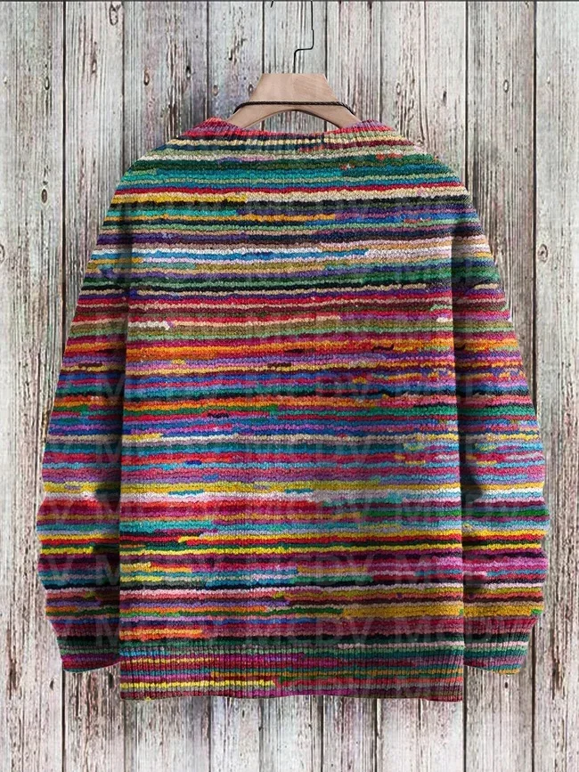 Vintage Gradient Art Print Casual Knit Pullover Sweater Women For Men Sweater