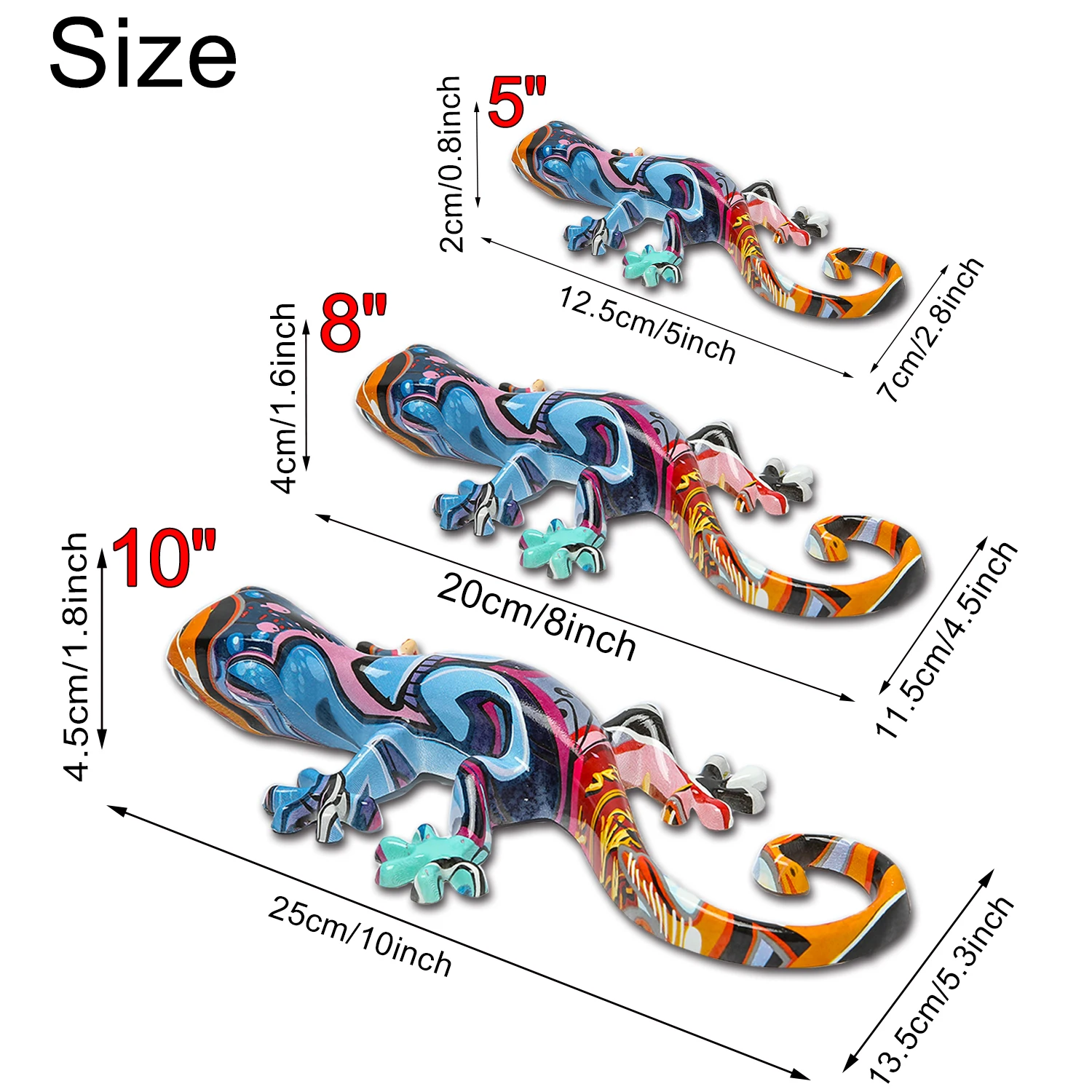 Resin Garden Statue Lizard Figurines Wall Art Decor for Home