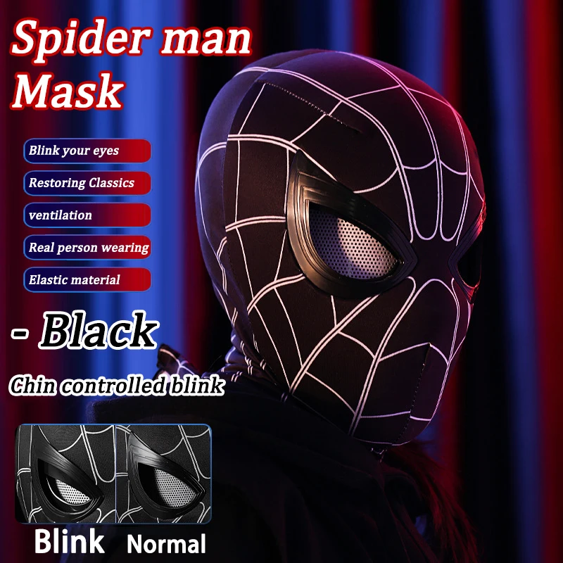 Spider Man Miles Masks Can Blink Cosplay Headgear Moving Eyes Model Party Props Elastic Toys Adults Kids Halloween ChristmasGift
