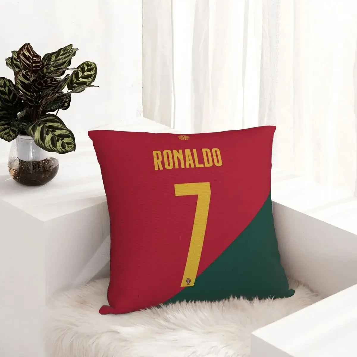Cristiano Ronaldo Jersey Cr7 Portuguese Flag Square Pillow Case Cushion Covers Funny Zippered Decor Pillowcase for Home 45x45cm