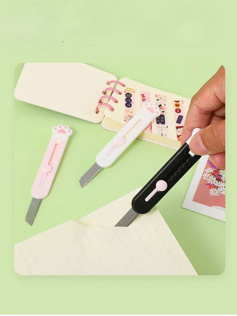 Kawaii Utility Knife Unboxing Knife Pocket Folding Knife Craft Cutting Knife Box Cutter Cute Cat Paw Express Box Cutter Letter Openers Paper Staionery Mini Pocket