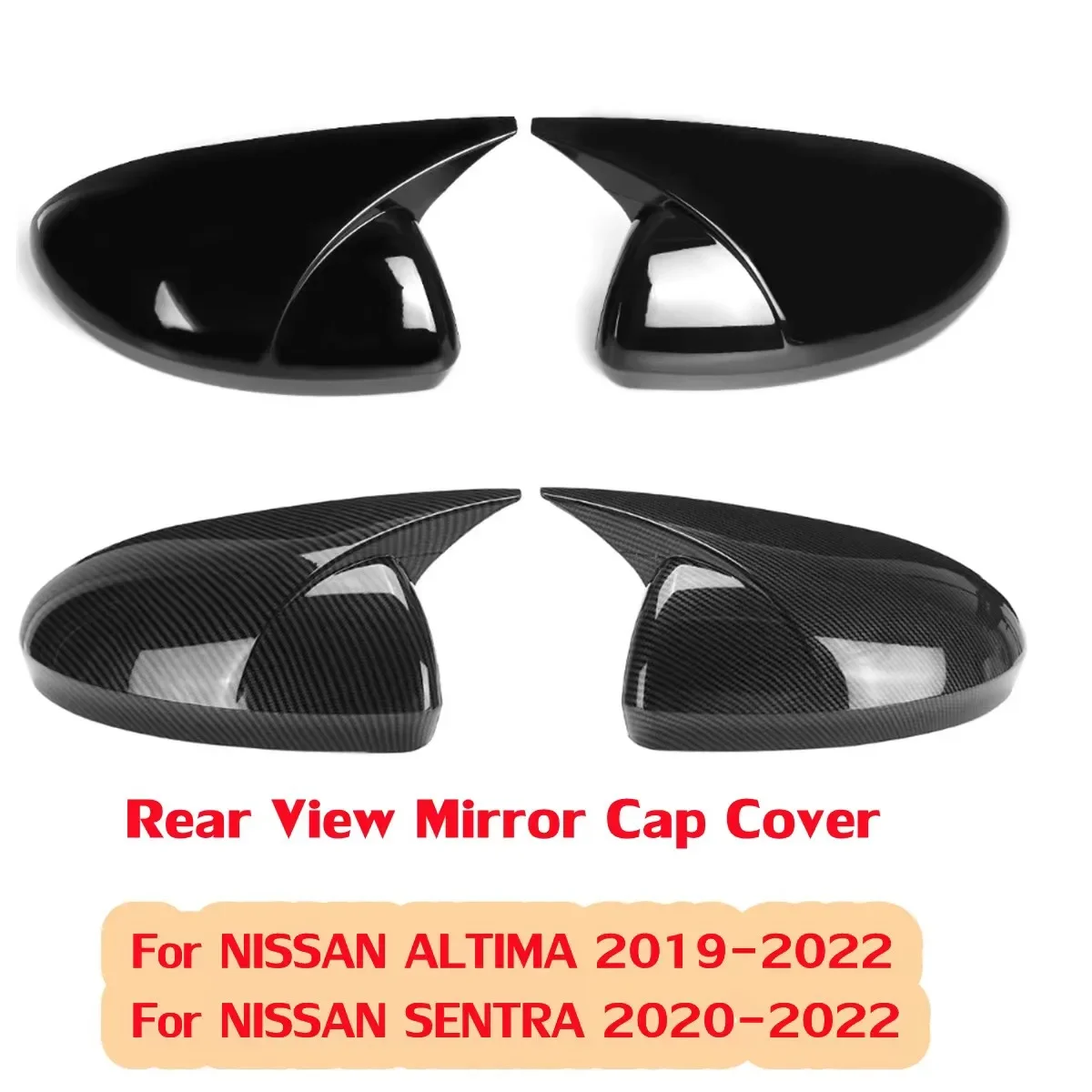 

RM-CAR Rearview Side Mirror Shells For NISSAN ALTIMA 2019-2022 SENTRA 2020-2022 Glossy/Carbon Rear View Mirror Cap Cover Add-On