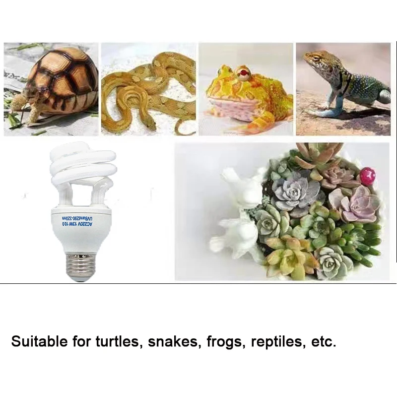 Reptile Heating Lamp Reptile Light Bulb Reptile Lamp Bulb E27 13W/26W Reptile Uvb Lamp Calcium Supplement Lamp UVB5.0/10.0 for Tortoise Lizard Snake UV for Succulent Plants