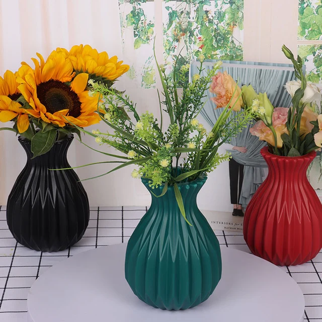 Nordic Decortive Vase Imitation Ceramic Plastic Flower Vase Pot Home Decor Living Room Desktop Wedding Centerpiece Arrangement