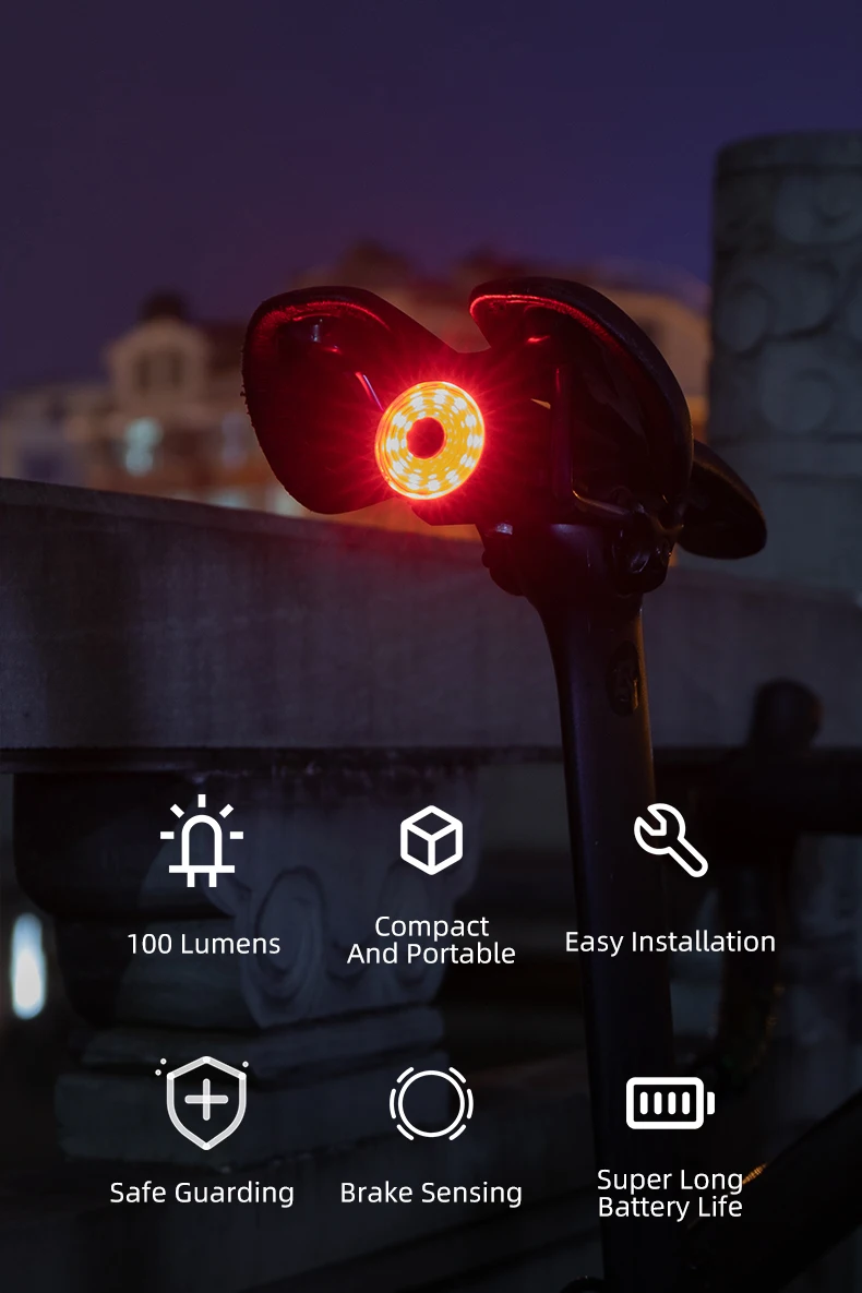 feu arrière de vélo monté sur la tige de selle