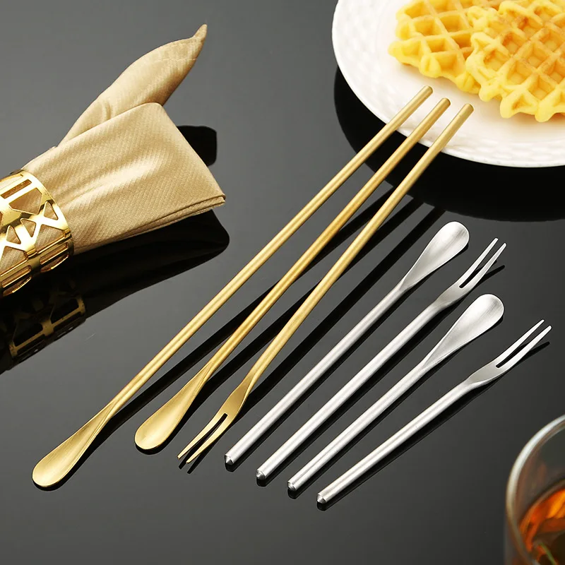 304 stainless steel iced tea spoon Japanese solid long handle mixing spoon milk powder honey coffee bar mixing bar 4PCS