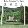 Metal Porch Swings 2 Person Outdoor Hanging Garden Bench, Wide Seat & Curved Armrests, 485 Lbs Weight, Patio Swings 4