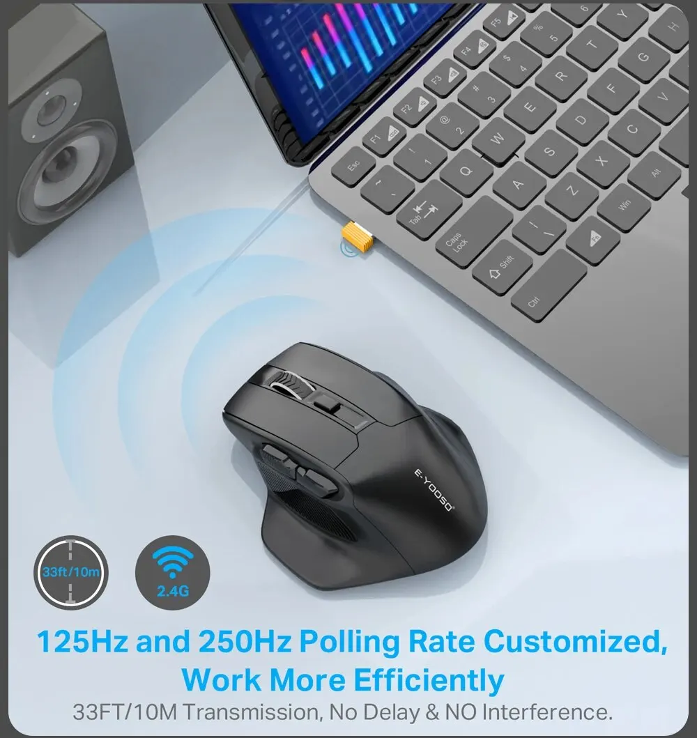 E-YOOSO X-31 USB 2.4G Wireless Gaming Große Maus Große Hände PAW3212 4800 DPI 5 Tasten für Gamer Mäuse Computer_voghion.com