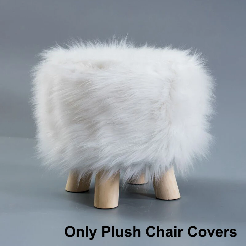 Description Picture 6 of itemPlush Fabric Ottoman Cover Footrest Covers Artificial Wool Soft Sheepskin Chair Covers Footstool Protector Covers Without Stool