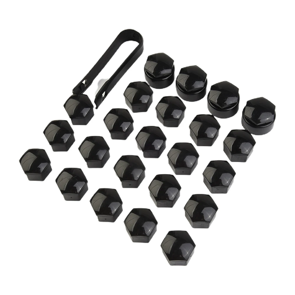 Wheel Nut Caps 24PCS 17MM Wheel Nut Bolt Trims Studs Cover Black Anti-theft Protecting Cap Screws Plugs Wheel Nut Cap Locking Parts
