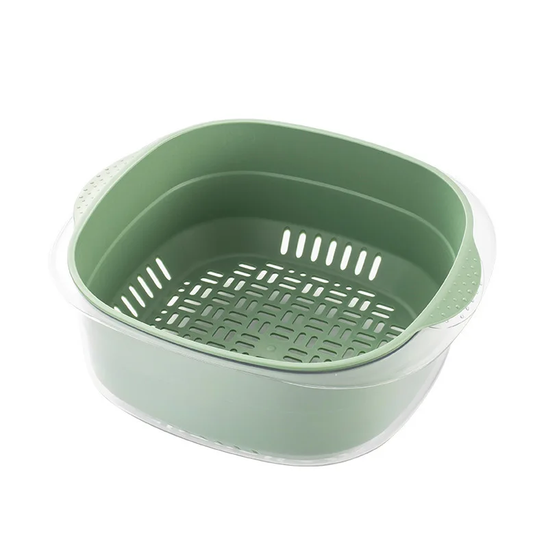 Double-Layer Draining Basket Fruit Basket Vegetable Washing Basin Household Kitchen Vegetable Washing
