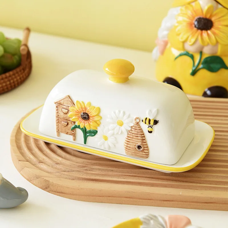 Ceramic Butter Dish,Porcelain Decorative Dim Sum Plate,Kitchen Dessert Saucer,Tableware Chhese Plates,Western Food Organzier