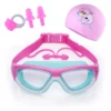 Children's Swimming Goggles Boys and Girls Anti-Fog Swimming Goggles Large Frame Goggles One-Piece Earplugs Nose Clip Swimming C 2