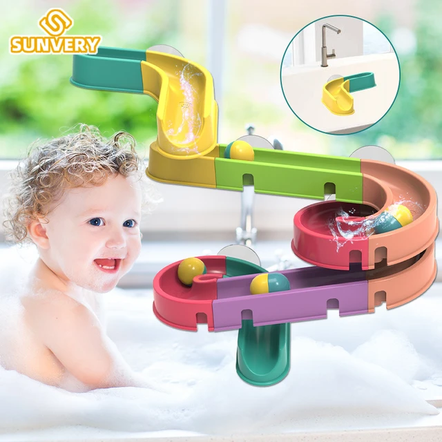 Giocattoli per vasca da bagno per bambini blocchi fai da te Slide Ball Race  Run assemblaggio Orbit giradischi vasca da bagno giochi per la doccia  giocattoli per l'acqua per bambini _ -