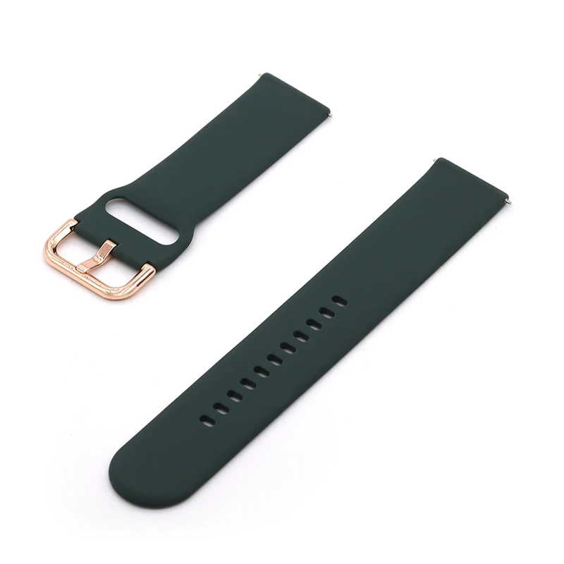 Rose Gold Buckle Silicone Wristband Strap, 20mm/22mm