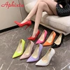 Aphixta 2024 Super High 12cm Corlorful Stiletto Heels Pumps Women Shoes Fashion Pointed Toe Florescence Patent Leather Office