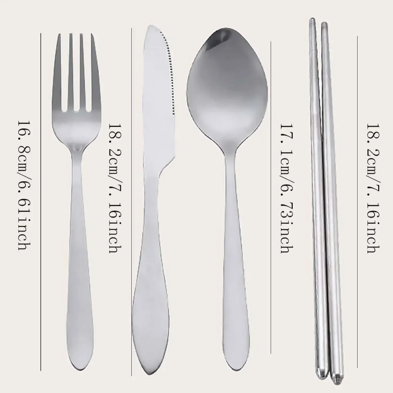 4Pcs/Set Travel Camping Cutlery Set Portable Tableware Stainless Steel Chopsticks Spoon Fork Steak Knife with Storage Case