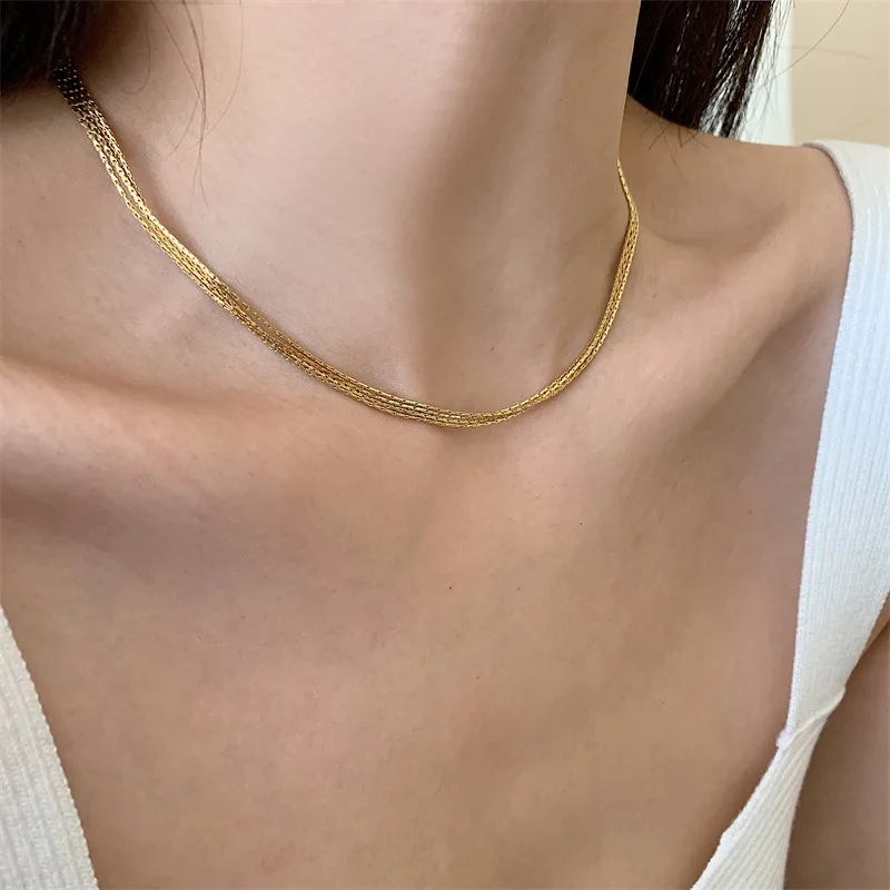 1.5mm Thin Chain Necklace for Women, Stainless Steel Link Choker, Layered  Jewelry - AliExpress
