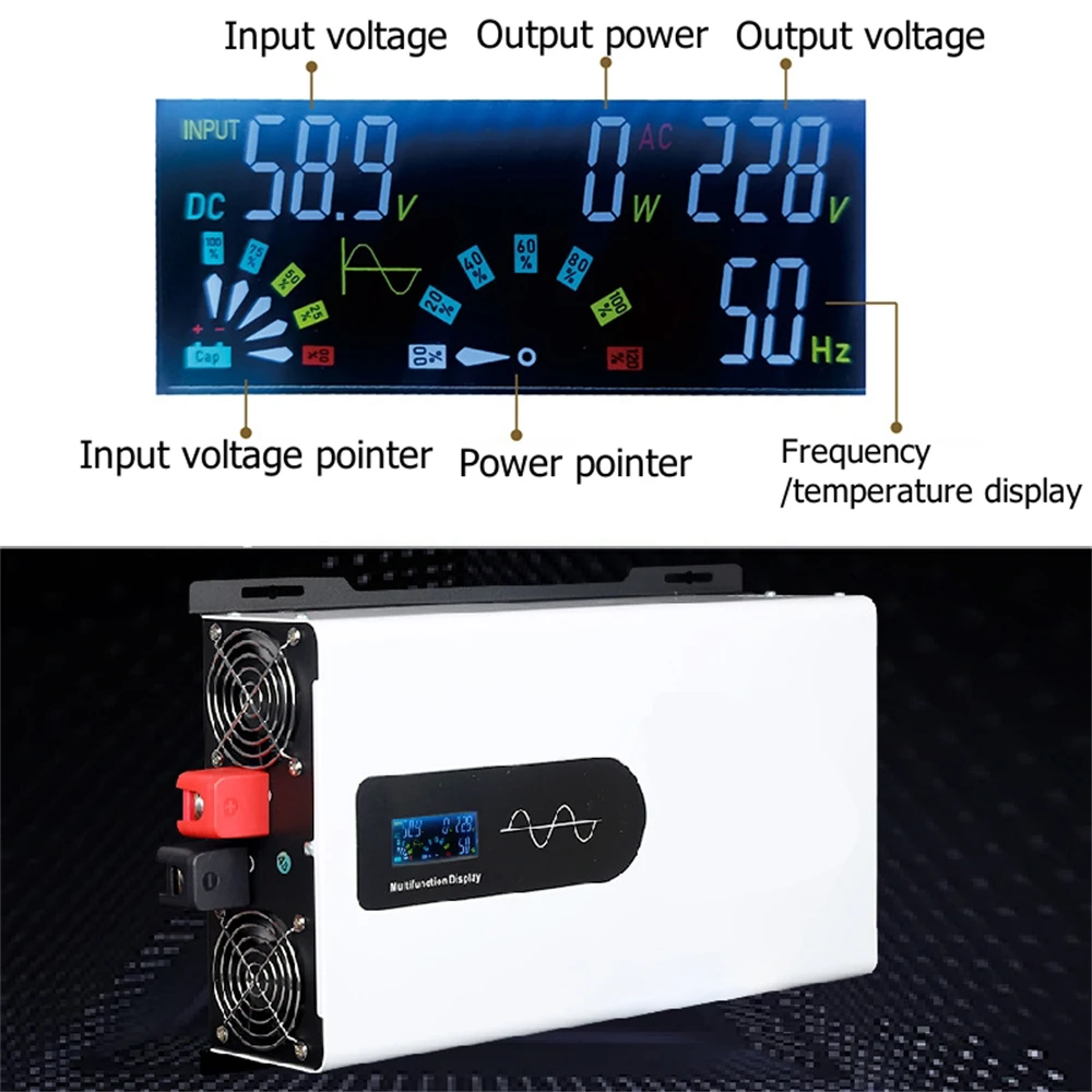 5000W Pure Sine Wave Inverter Charger Split Phase AC Input AC Output 120V/240V - 12V To 110V Solar Power Inverter Converter For Home RV Off-Grid