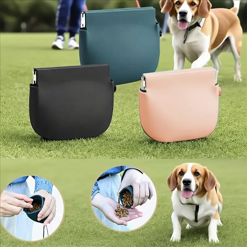 1pc silicone dog treat bag bag portable travel training bag details 2