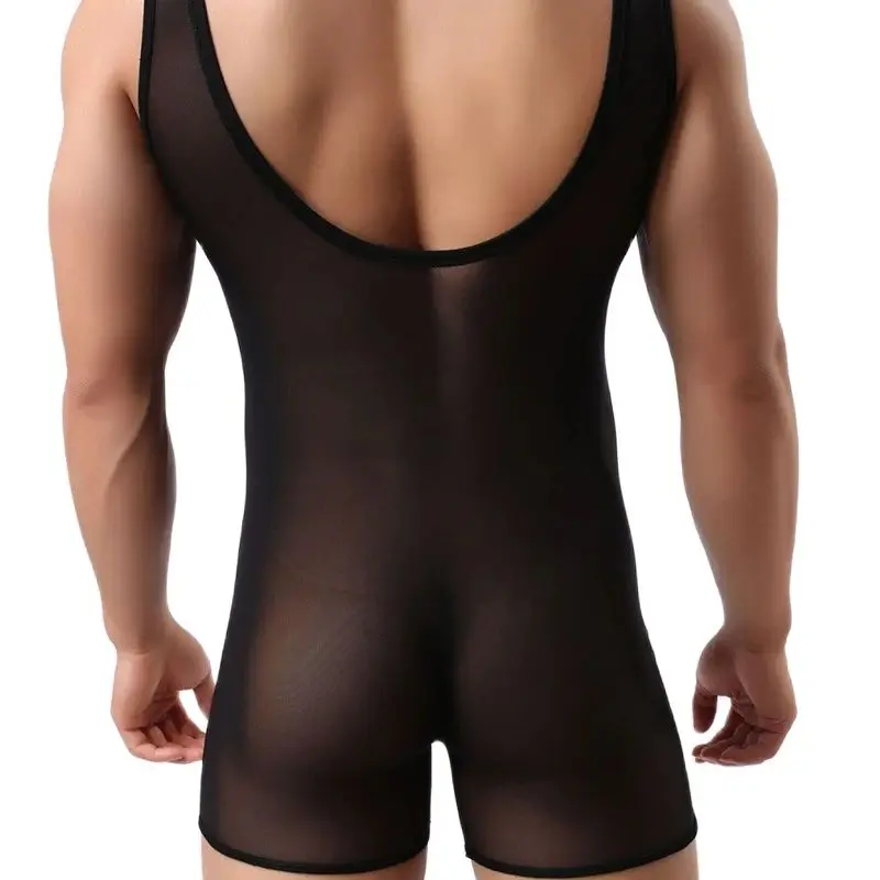Man Underwear Gay Wrestling Singlet Mesh Undershirt Sexy Panties Transparent Bodyshirt Sissy Indoor Shirts Men Tank Top
