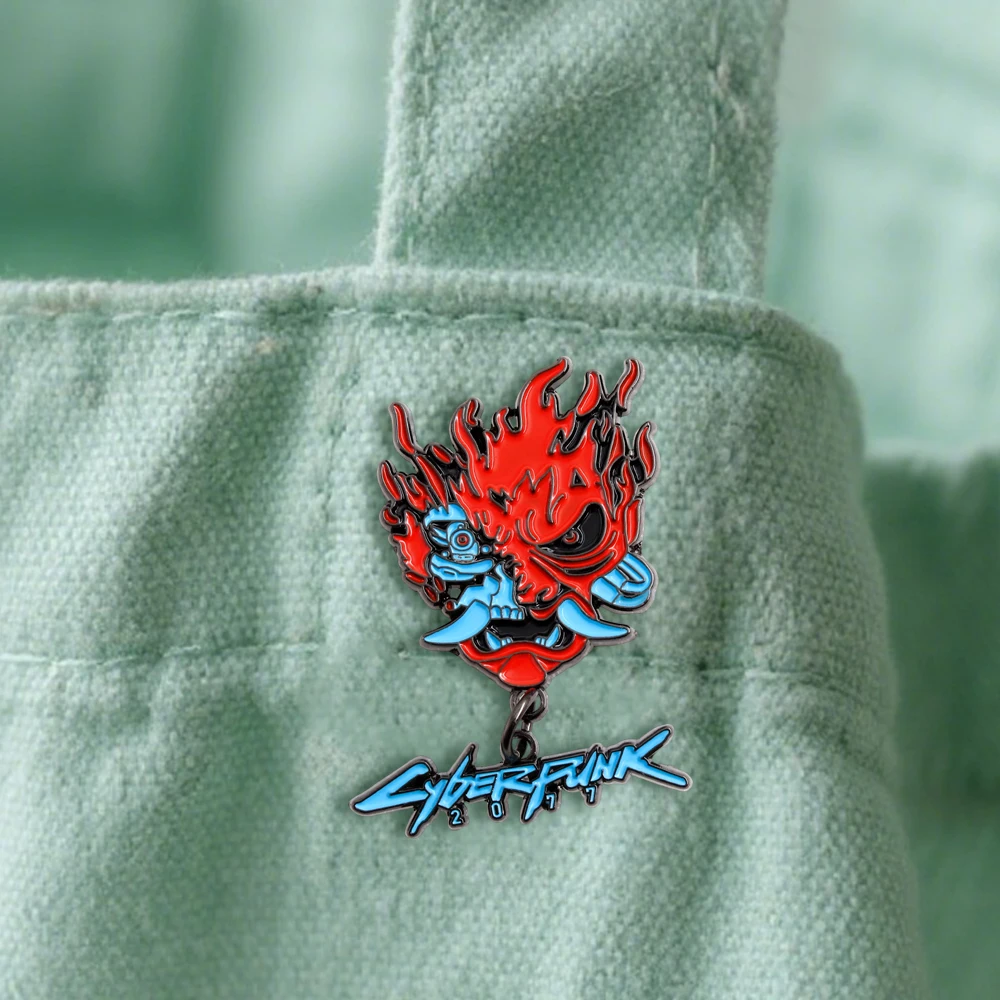 Punk 2077 Schädel Kopf Tanz Emaille Brosche Retro Abenteuer Kampf Spiel Logo Anstecknadel Anhänger Fans Geschenk Abzeichen Zubehör Sammlung – Detail 9